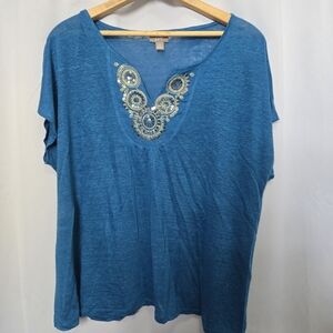 Embellished Blue Women's Top